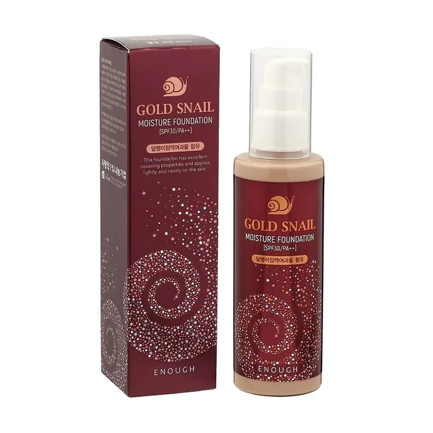 Омолоджувальний тональний крем для обличчя Enough Gold Snail Moisture Foundation SPF 30 PA++ з муцином равлика, тон 21, 100 мл